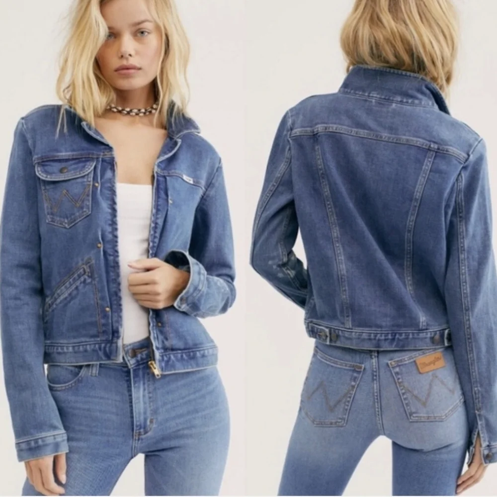 NWOT ANTHROPOLOGIE WRANGLER Modern Women's Heritage Venus Zip Denim Jacket Small